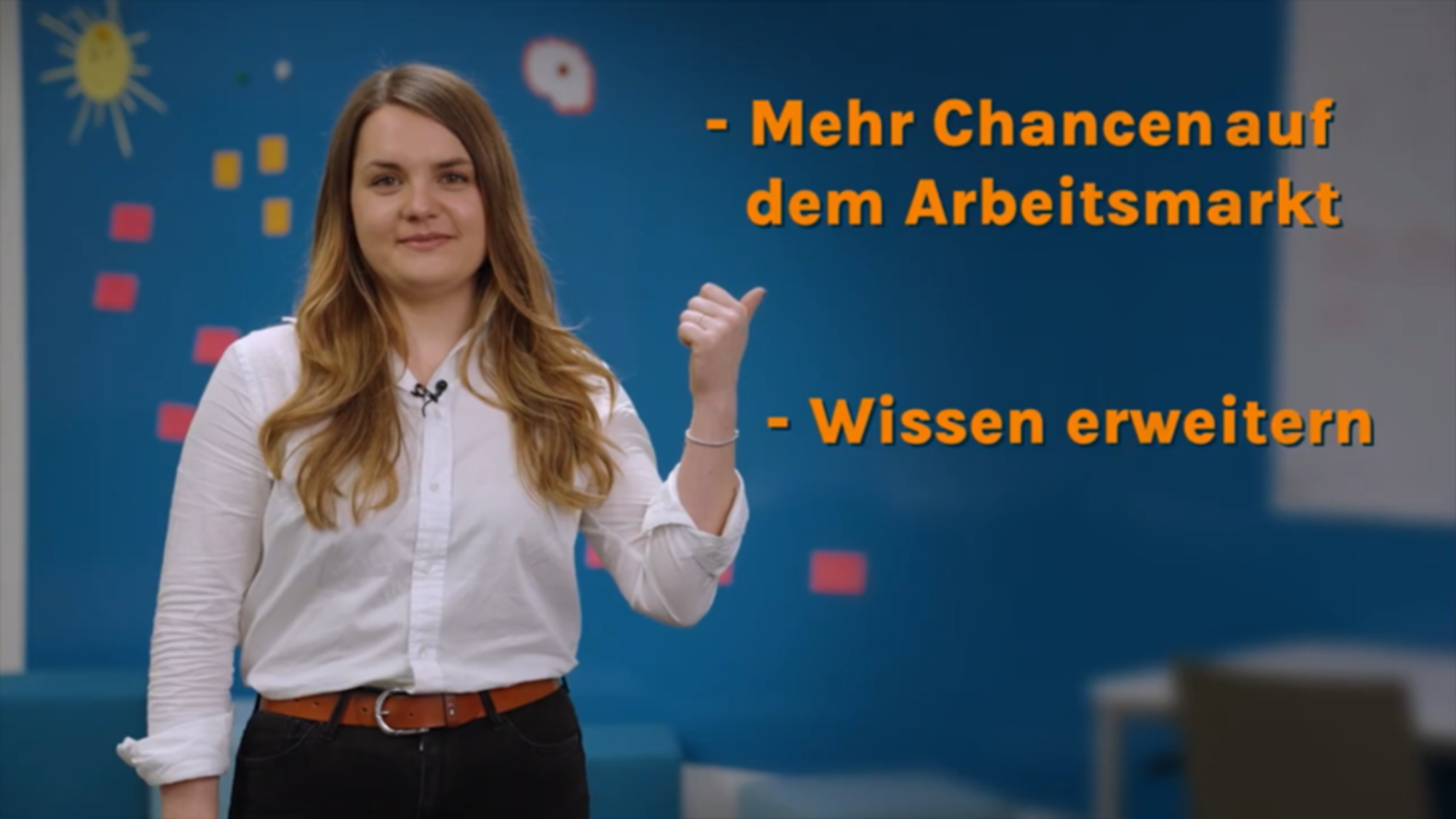 Im Video erzählt Veronika von ihren Aufgaben in der Weiterbildung zur Betriebswirtin.